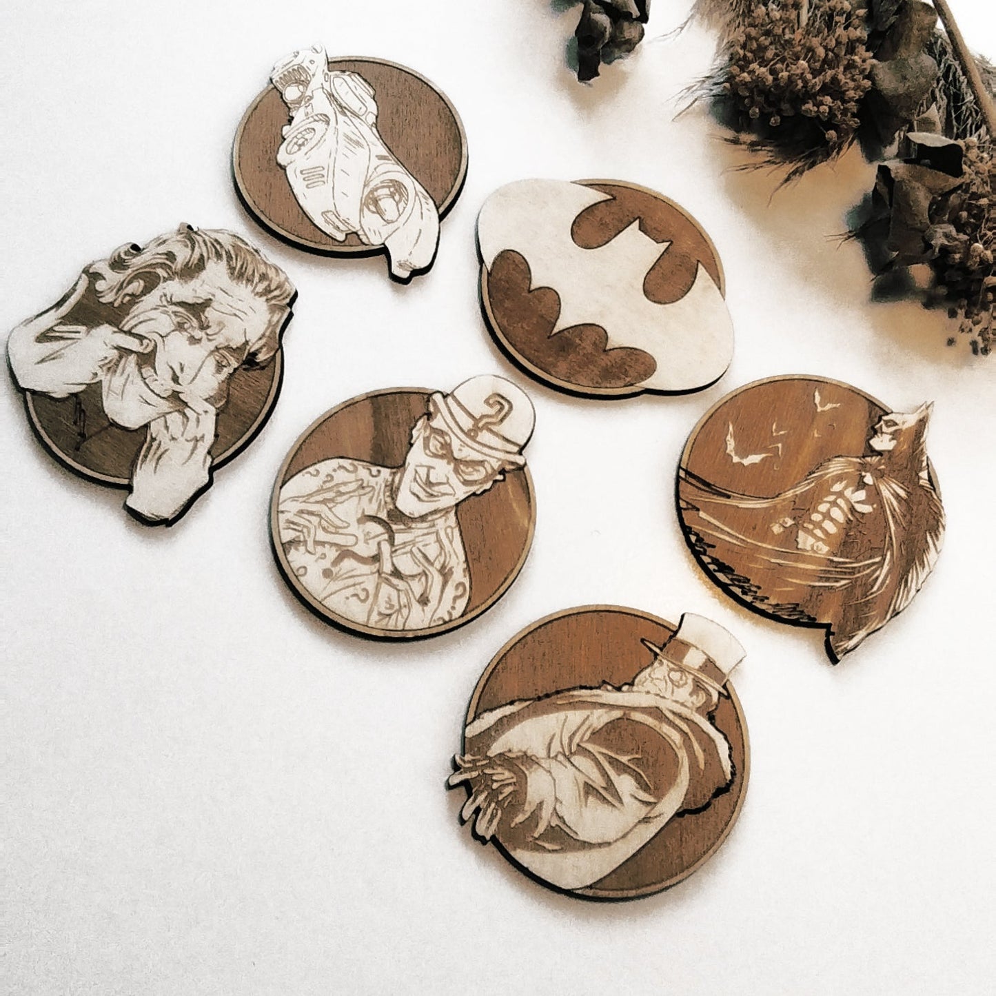 Set of 6 Wooden Coasters - Handmade Gift - Housewarming - Wood Kitchenware