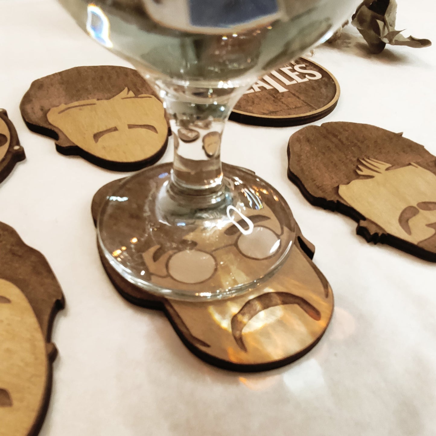 Set of 6 Wooden Coasters - Handmade Gift - Housewarming - Wood Kitchenware - Rock Band