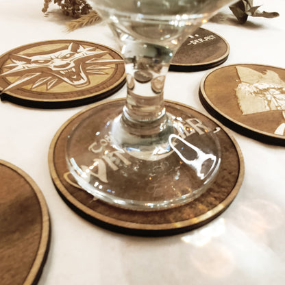 Set of 6 Wooden Coasters - Handmade Gift - Housewarming - Wood Kitchenware