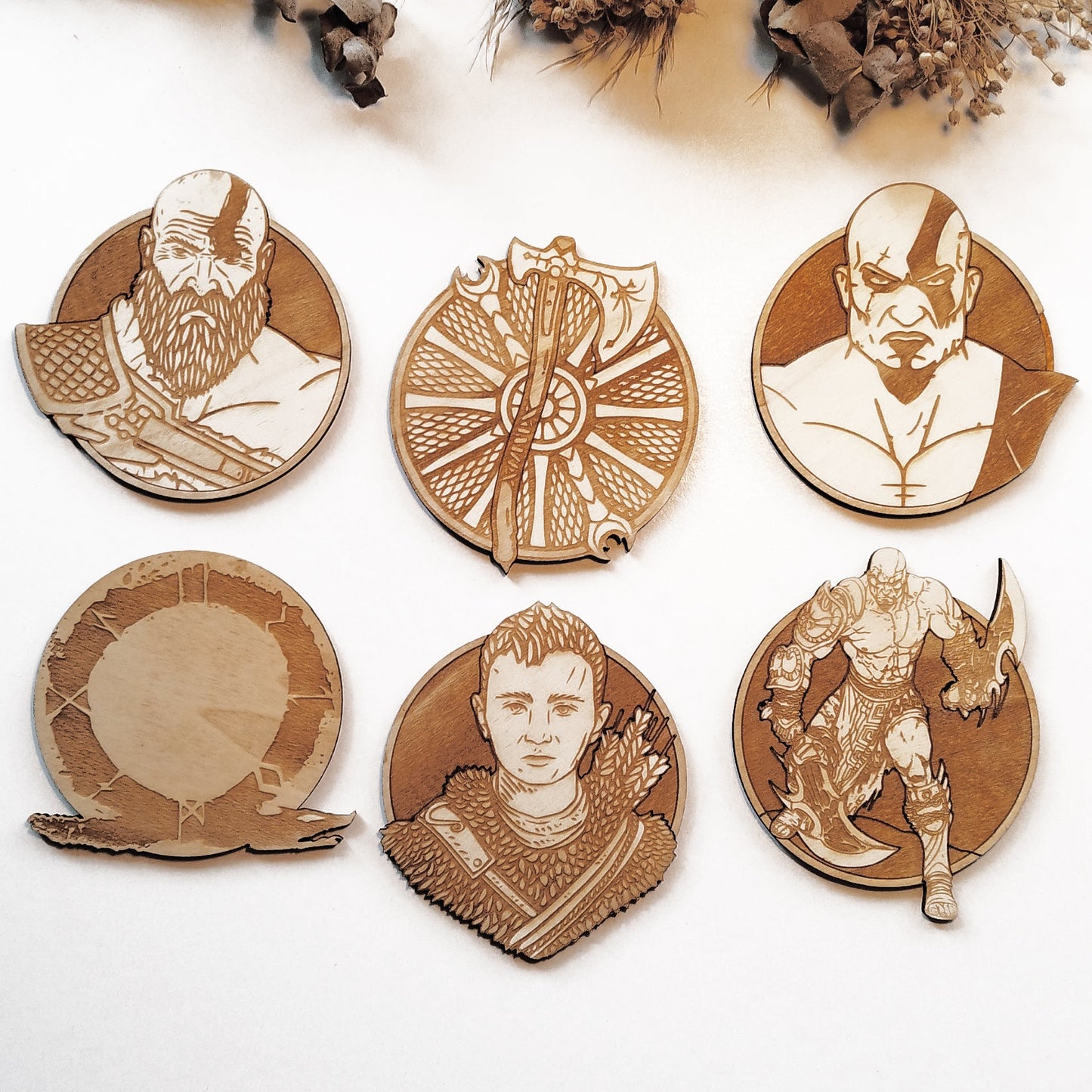 Set of 6 Wooden Coasters - Handmade Gift - Housewarming - Wood Kitchenware