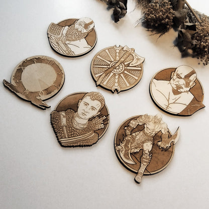 Set of 6 Wooden Coasters - Handmade Gift - Housewarming - Wood Kitchenware