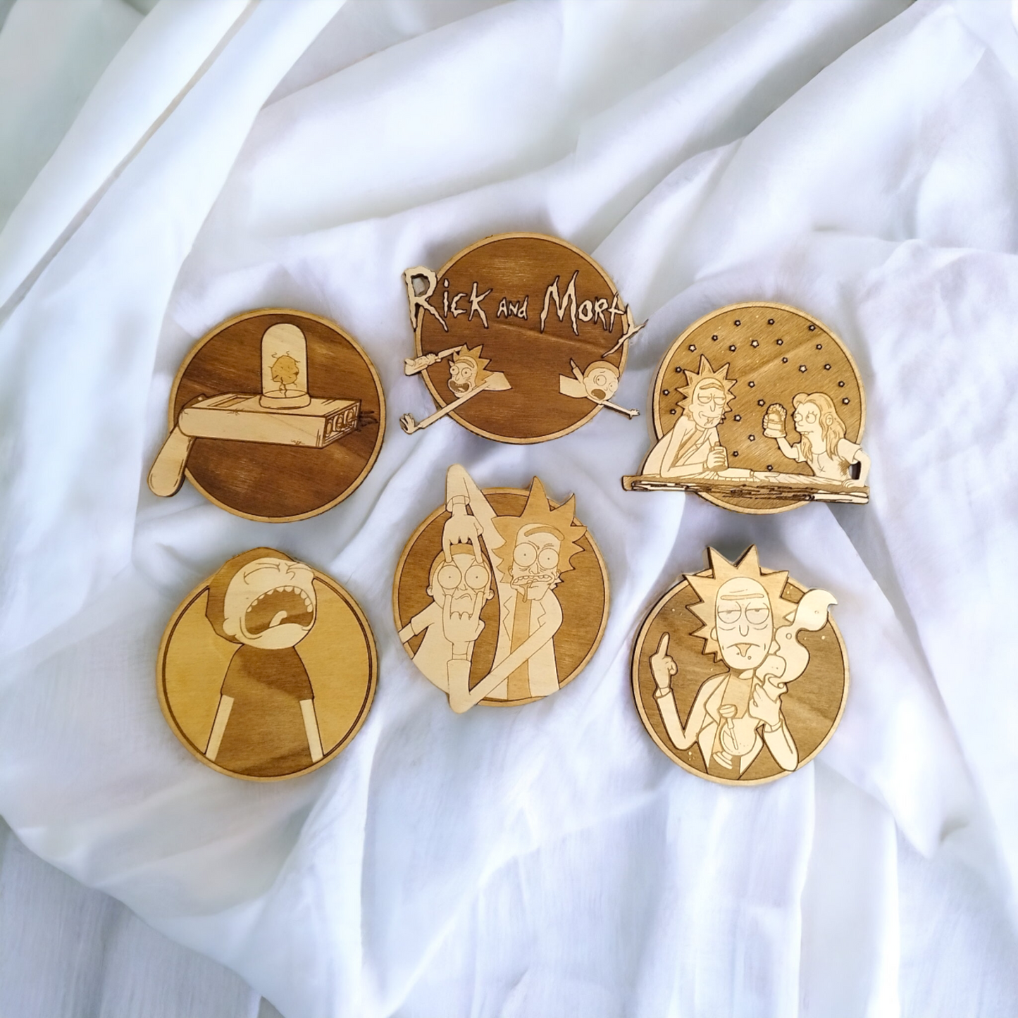 Set of 6 Wooden Coasters - Handmade Gift - Housewarming - Wood Kitchenware