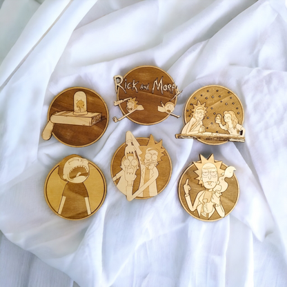 Set of 6 Wooden Coasters - Handmade Gift - Housewarming - Wood Kitchenware