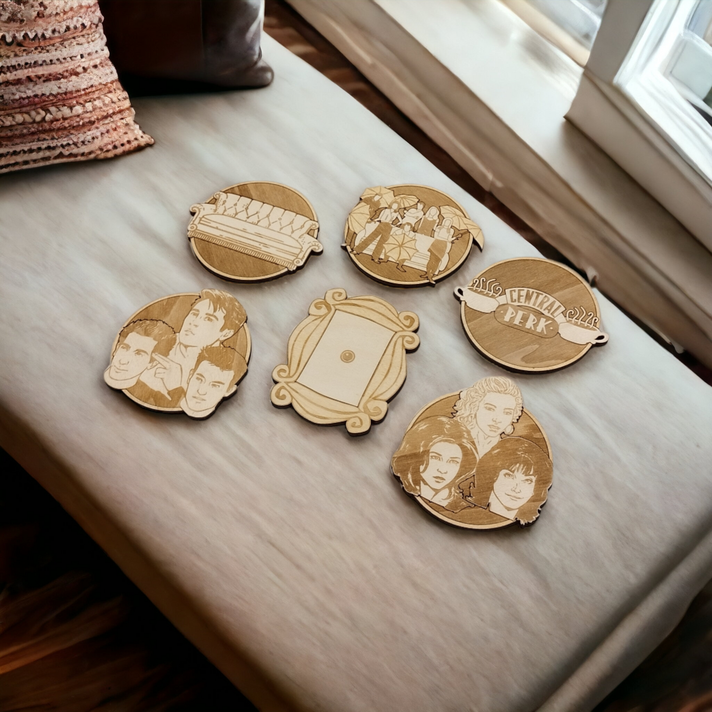 Set of 6 Wooden Coasters - Handmade Gift - Housewarming - Wood Kitchenware